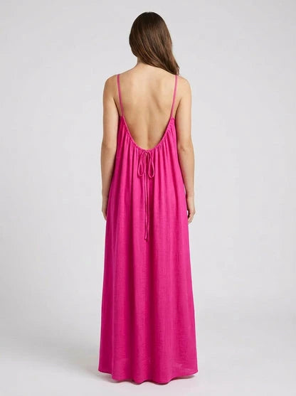STUNNING BACKLESS MAXI DRESS - PINK