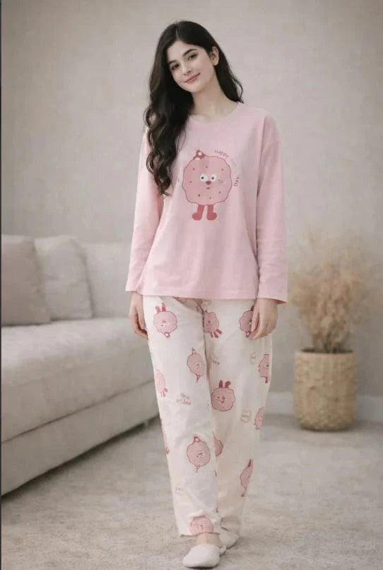PINK HAPPY DAY PRINTED - PJ SUIT FOR WOMEN