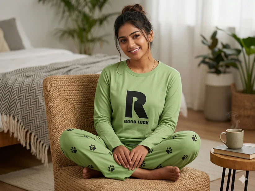 GREEN GOOD LUCK - FULL SLEEVES PJ SUIT FOR WOMEN
