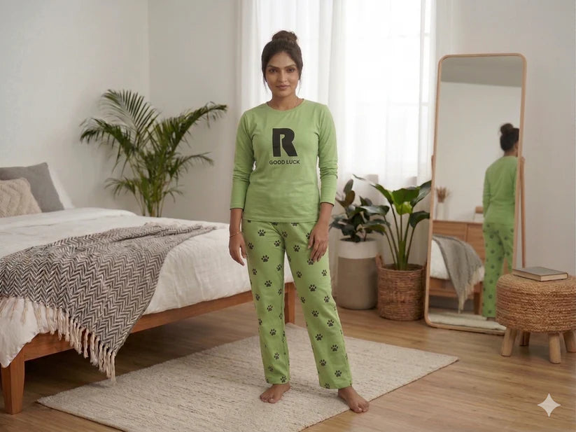 GREEN GOOD LUCK - FULL SLEEVES PJ SUIT FOR WOMEN