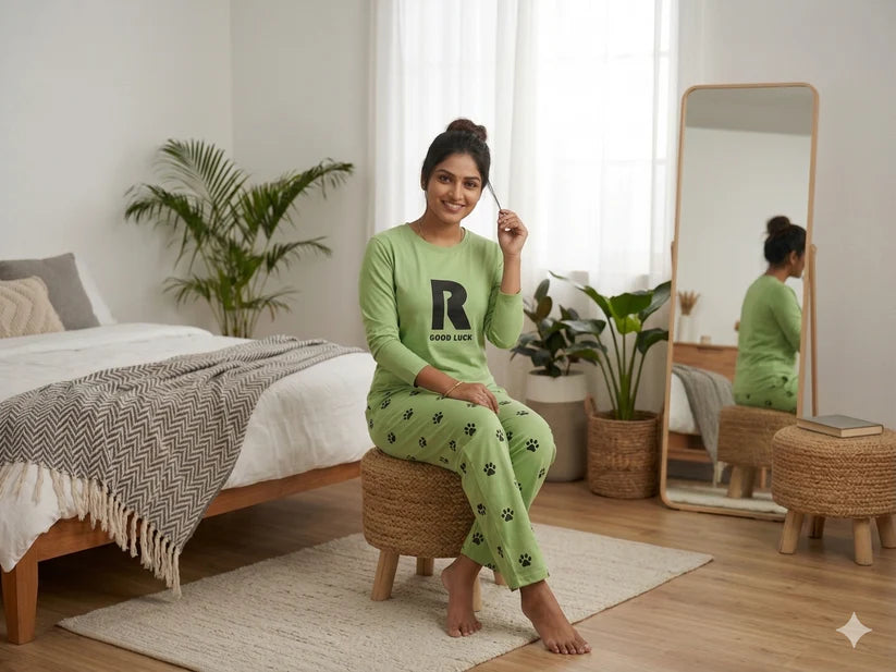 GREEN GOOD LUCK - FULL SLEEVES PJ SUIT FOR WOMEN