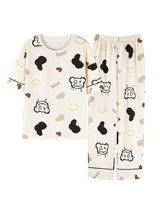 CREAM BEAR - FULL SLEEVES PJ SUIT FOR WOMEN